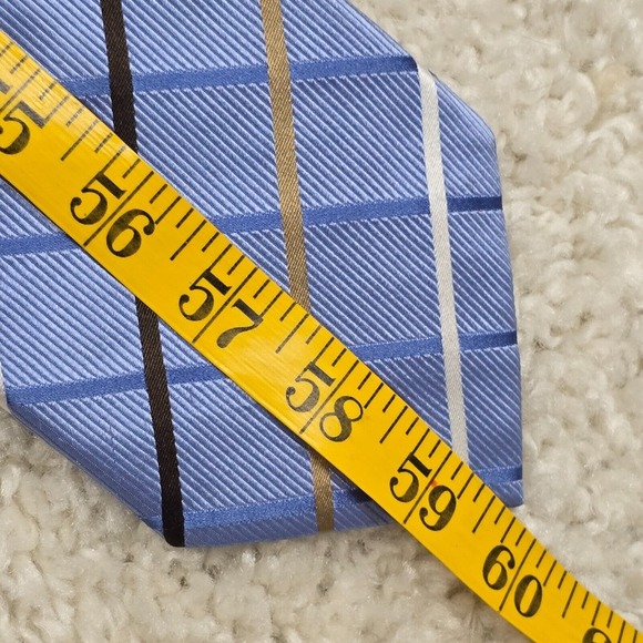 Donald J Trump Signature‎ Collection Tie Blue Check 100% Silk Gold Bar READ - Picture 11 of 12